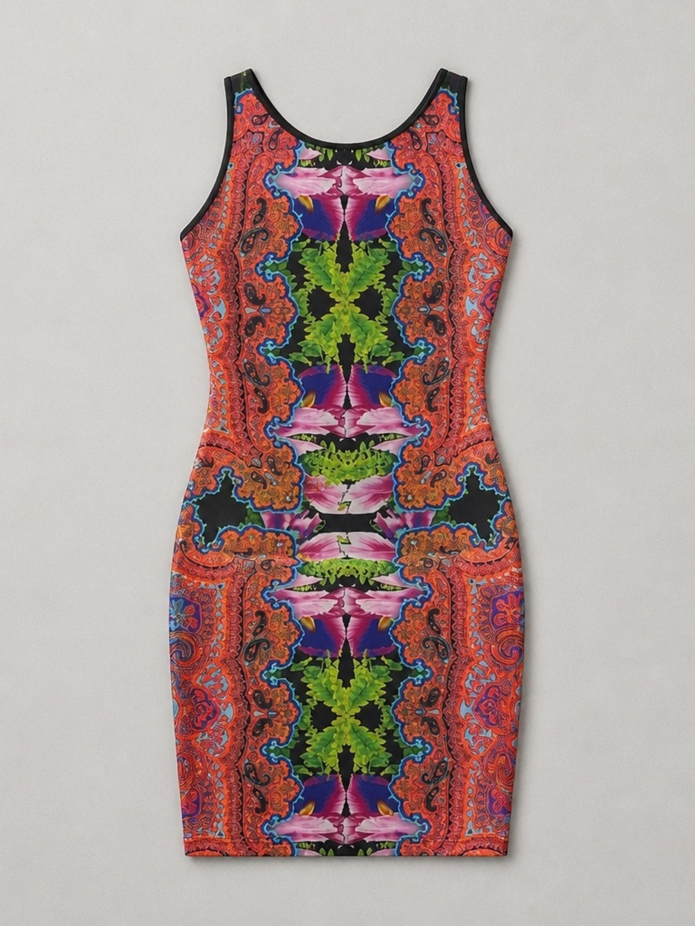Clover Canyon Vibrant Multicolor Paisley Bodycon Dress